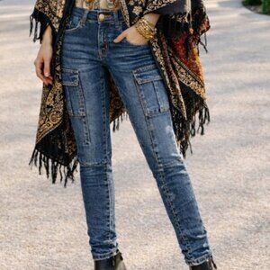 Balmain Cargo Pocket Faded Effect Slim Fit High Rise Jean, Size 34 (US 2)